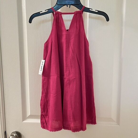 Old Navy Pink Magenta Tulip Front Hem Swing Halter Dress Girls Size 3T NWT - Picture 9 of 11